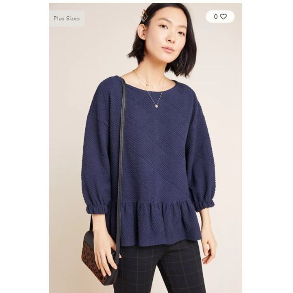 Anthropologie Navy Maeve Mikayla Peplum Top Medium